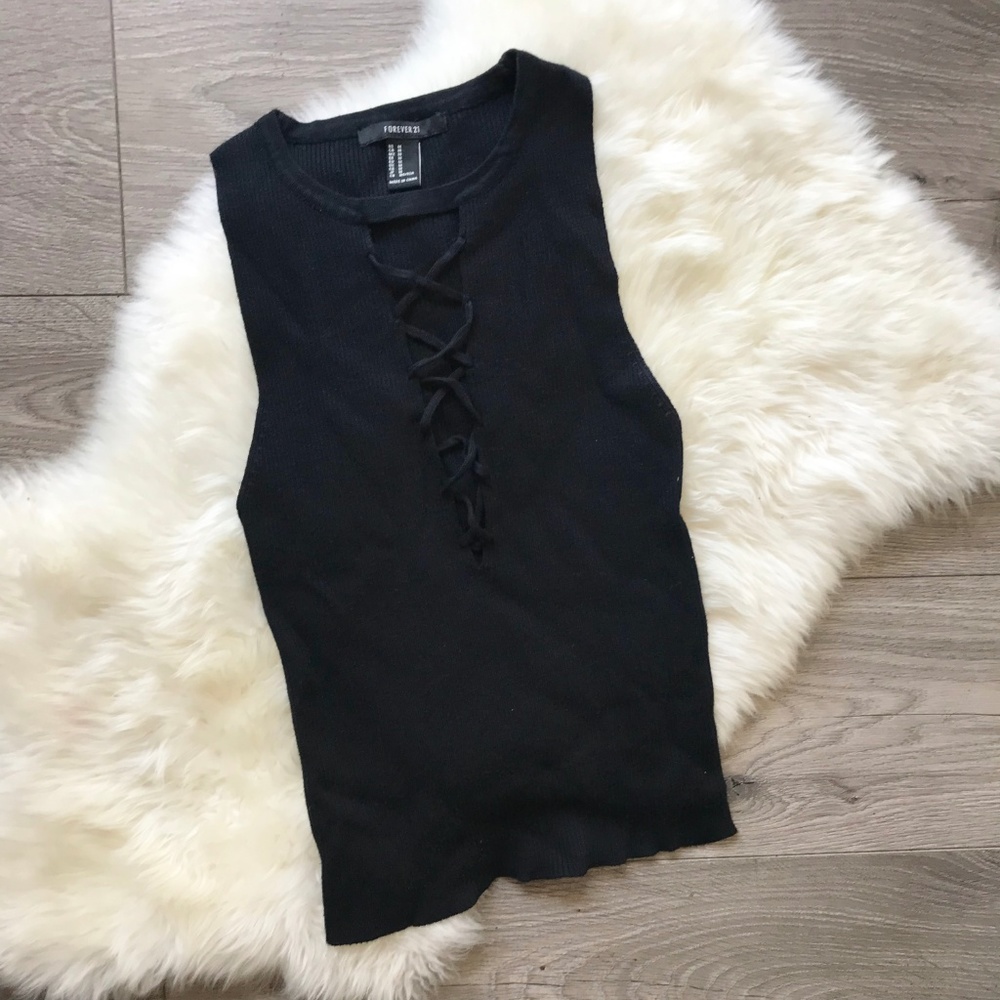 Forever 21 Criss Cross Front Sweater Knit Crop Top